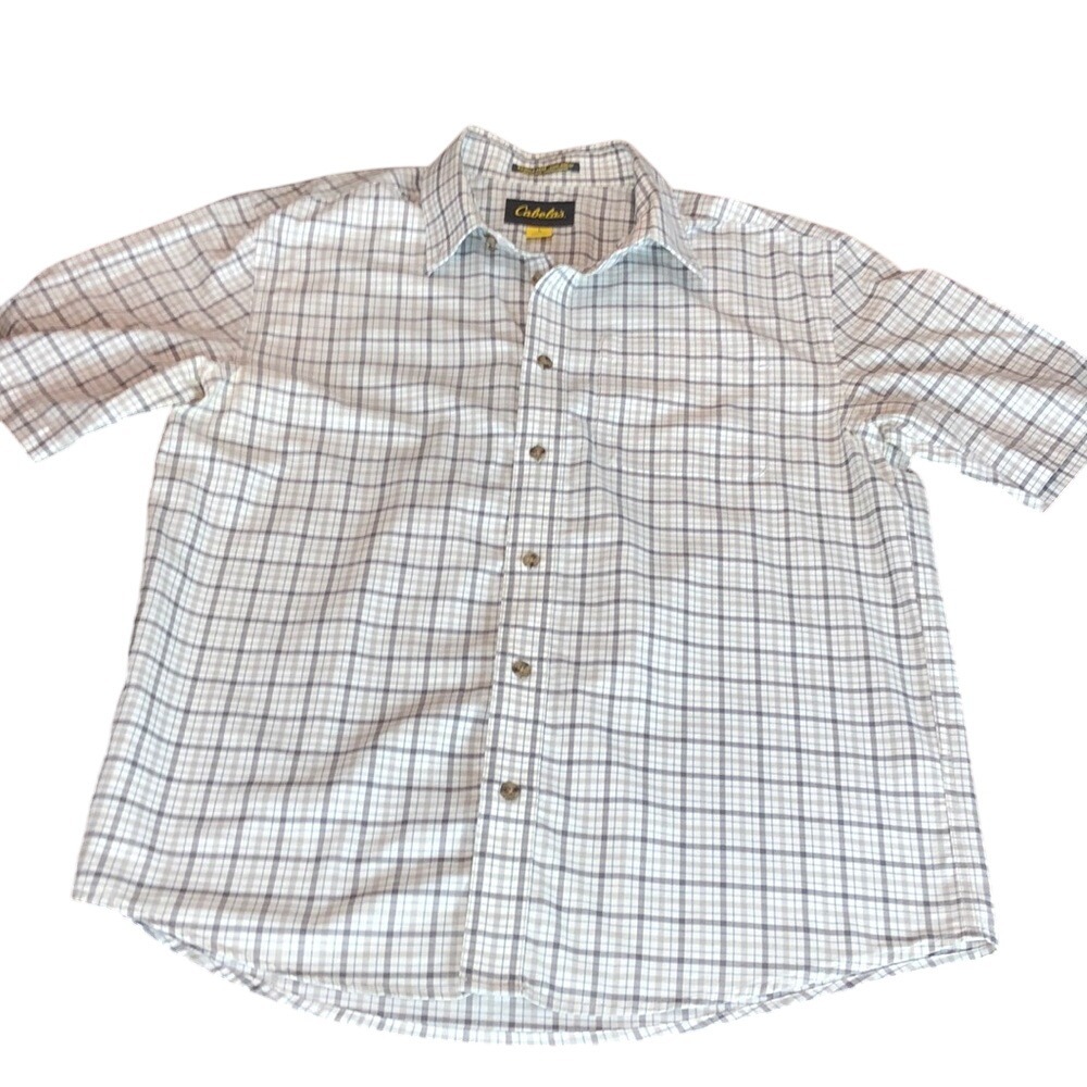 Cabela's Mens Plaid Button Down Short Sleeve Shirt Casual Work Outdoors‎